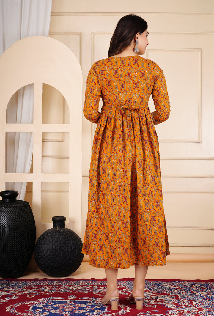 Dark Brown Floral Print Maternity Dress