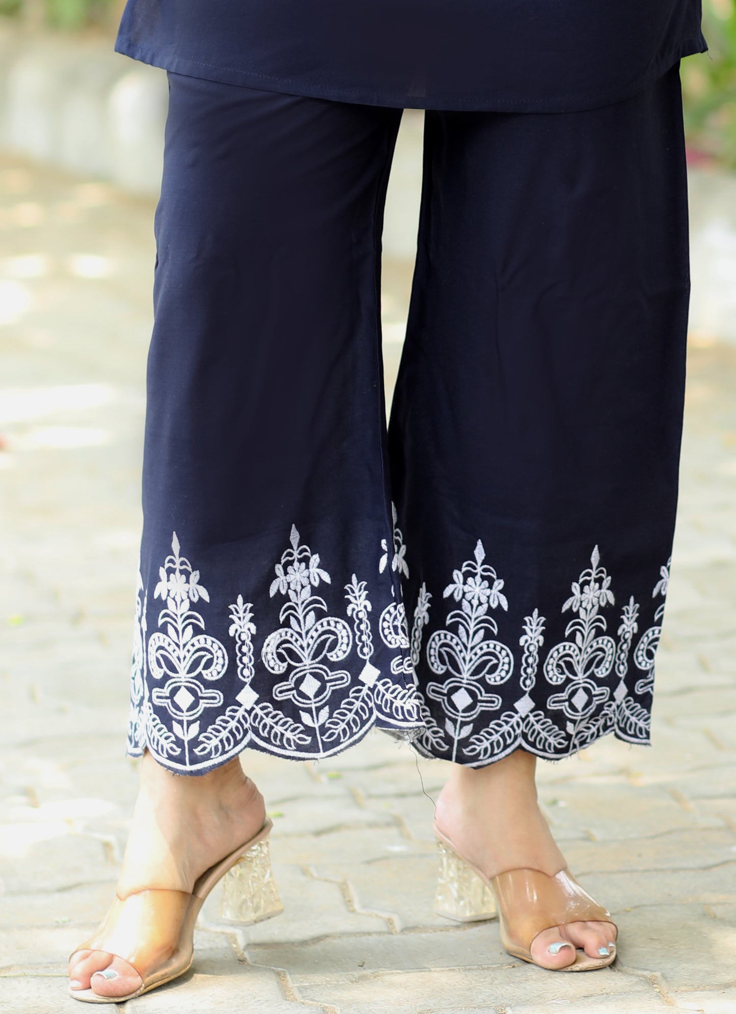 Black Embroidered Co-Ords with Silver Moti Work