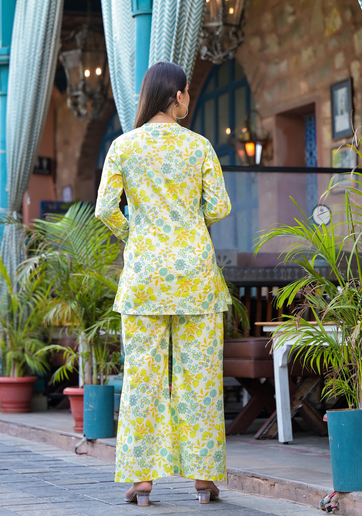 Off-White & Yellow Calico Floral Co-Ords