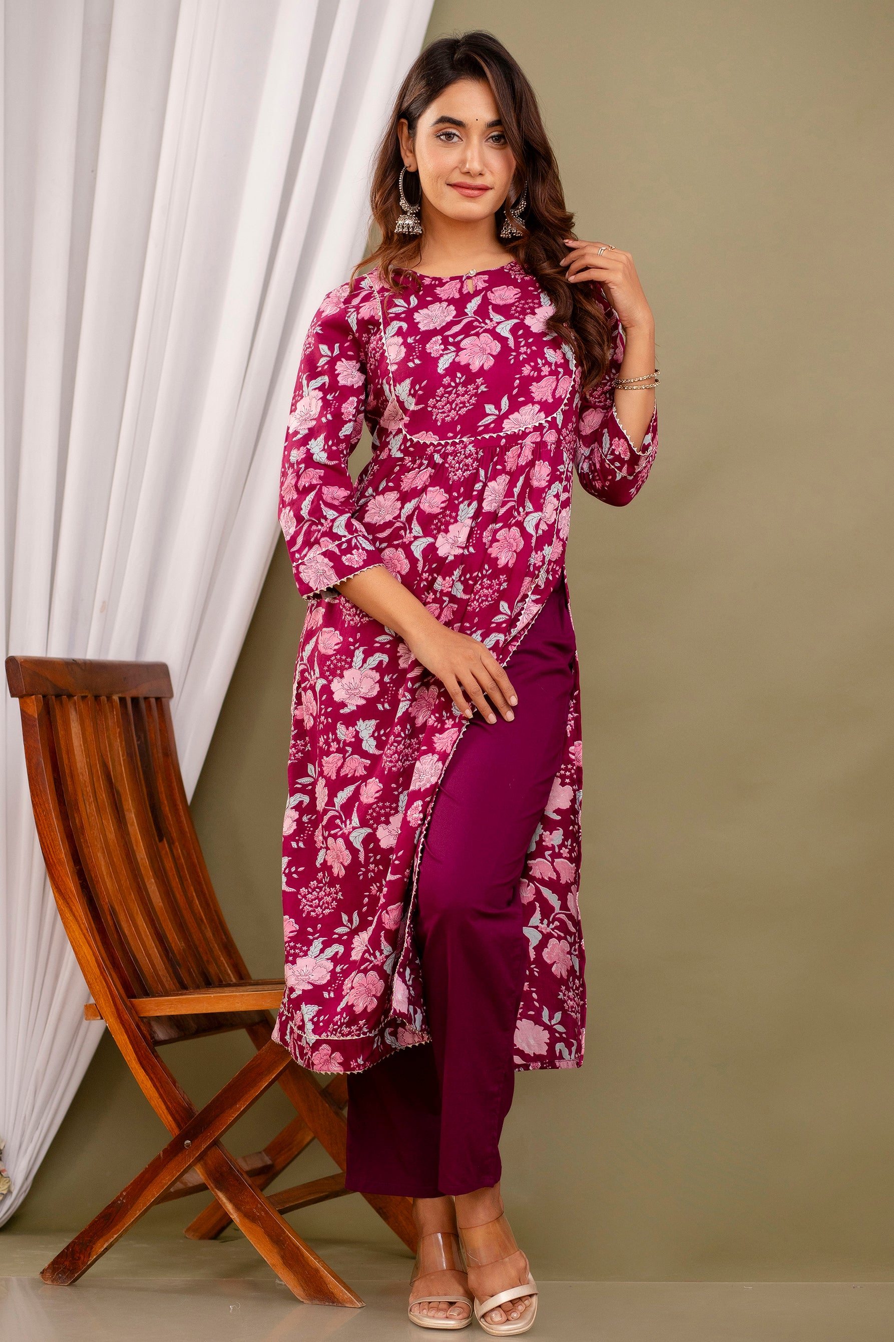 Floral Printed Cotton Kurta set by Piroki Jaipur